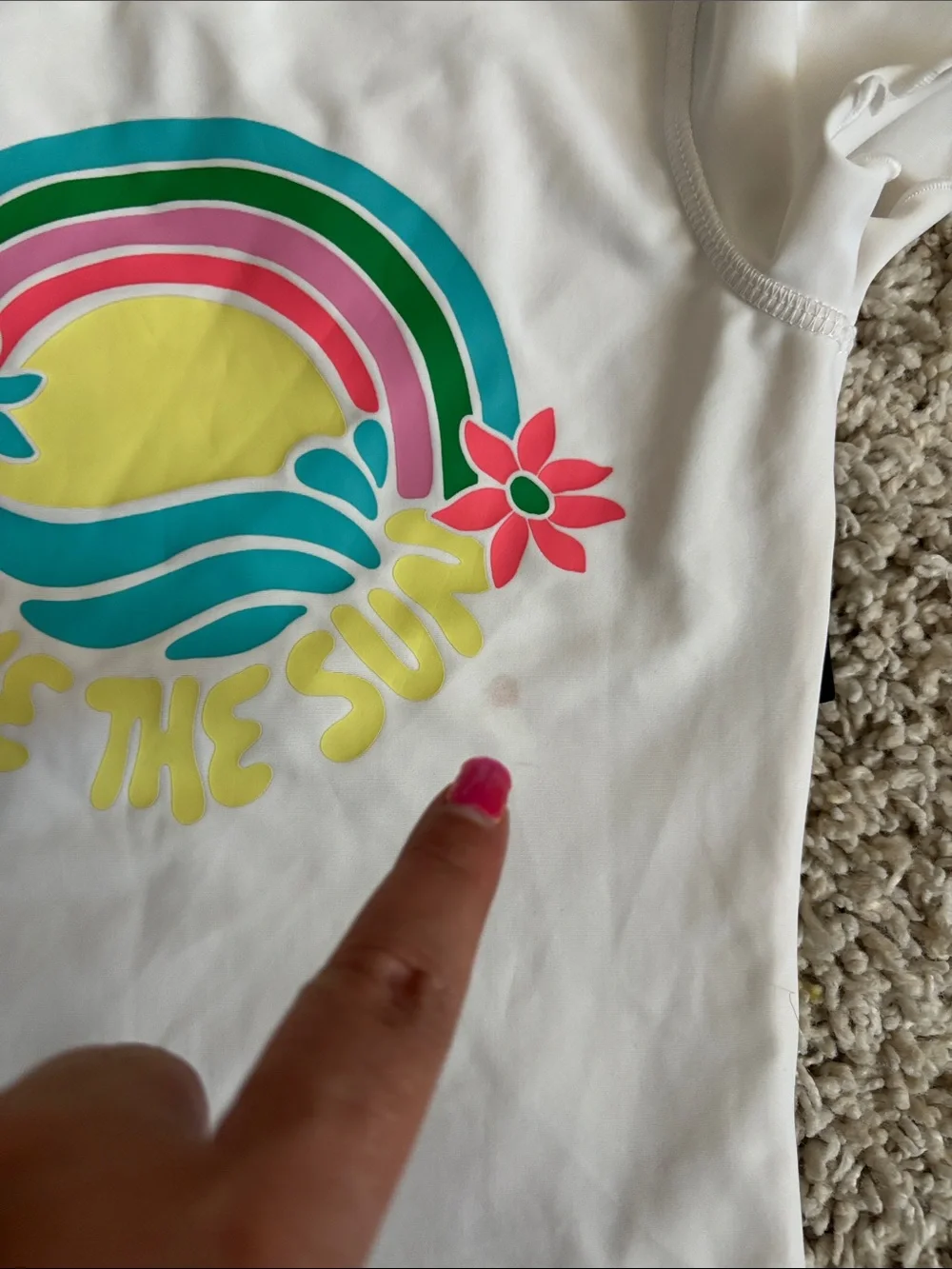 Old Navy Black Daisy Rashguard & White 'Love the Sun' Rash Tee